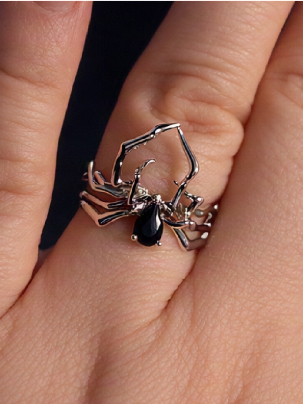5/$25 Adjustable Black Spider Cocktail Ring - Women Jewelry